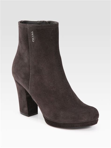 prada brown suede ankle boots|prada high heel boots.